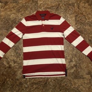 American eagle long sleeve polo stripes